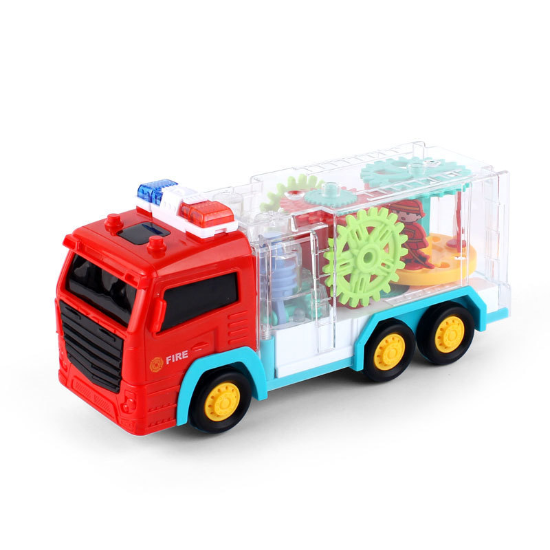 Dispersión eléctrica universal engranaje transparente camión de bomberos luminoso juguete coche modelo de coche de 3 - 6 años juguete