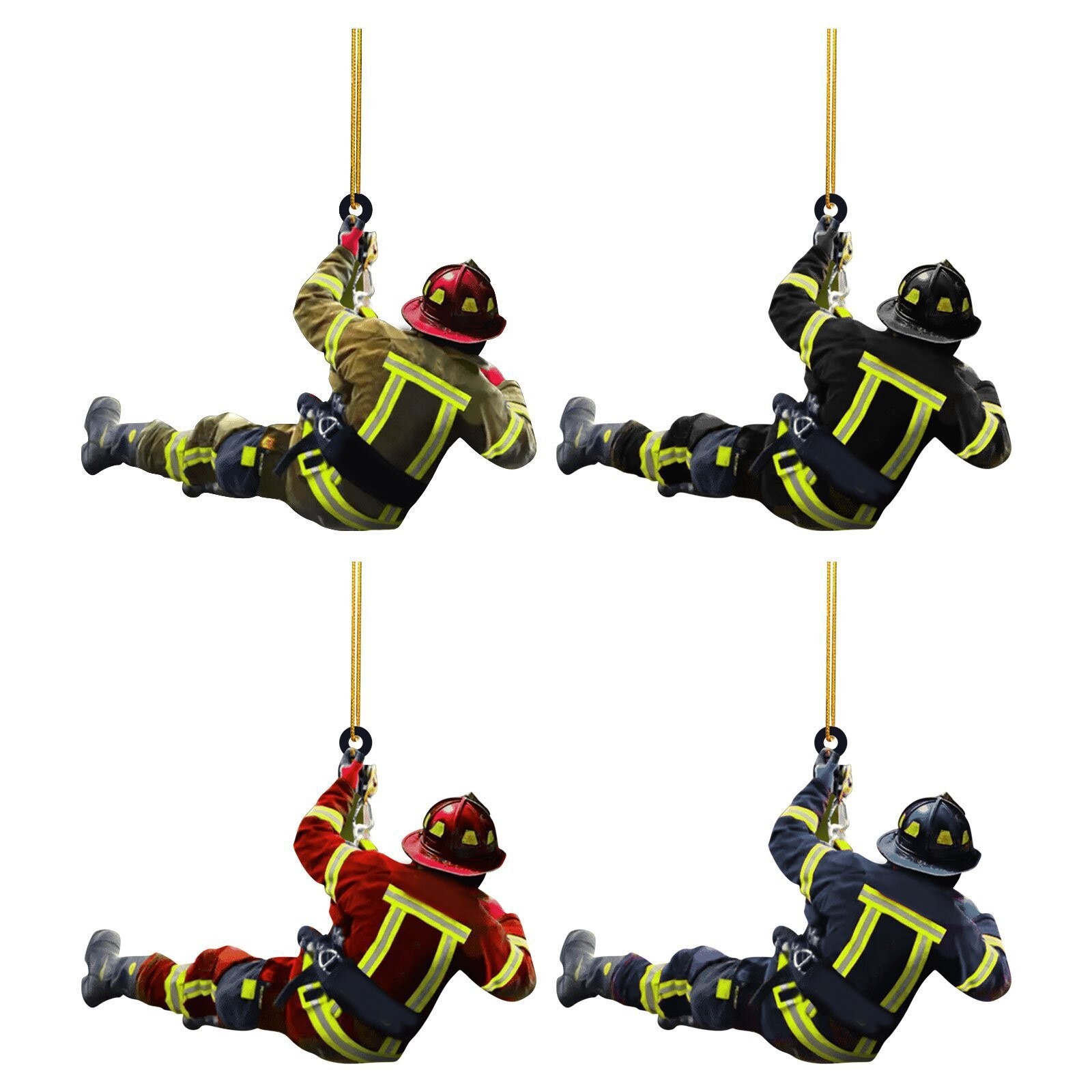Navidad bombero colgante árbol de Navidad decoración acrílica creativa de incendios perimetrales adornos de automóviles colgante image 3