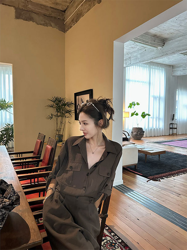 NanaByNana【 尼斯周末】老钱风工装连体裤女早秋宽松直筒连体衣|undefined