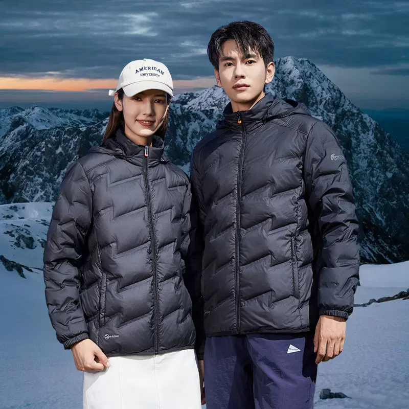 羽绒服秋冬新款女加厚连帽保暖外套石墨烯聚热户外羽绒袄男印LOGO