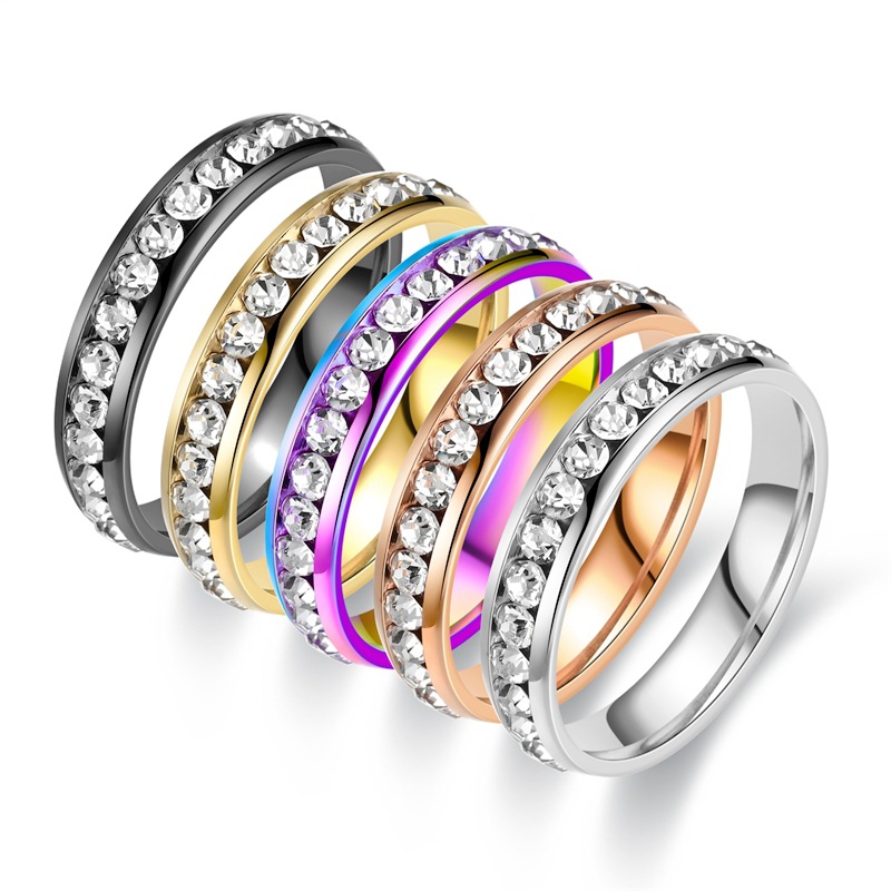 Modern Style Round Titanium Steel Artificial Diamond Rings In Bulk display picture 5