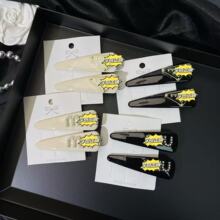 min新款发夹三角形标醋酸鸭嘴夹亮面水滴形侧边夹时尚少女刘海夹