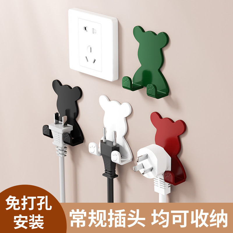 多功能插头挂钩粘钩强力粘胶免打孔电源线厨房墙壁插座收纳固定器