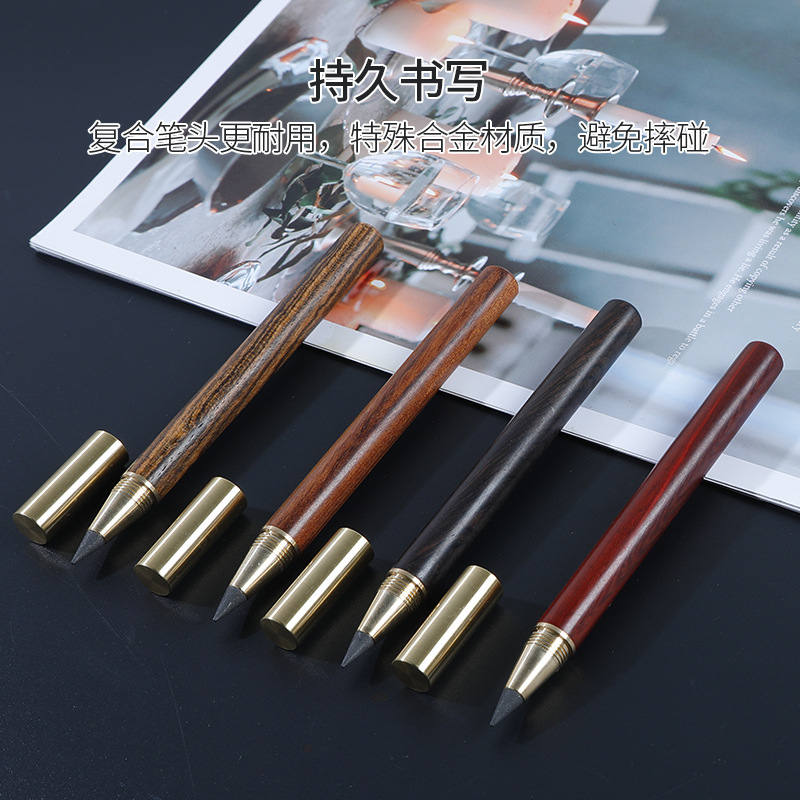 Lápiz eterno de madera que escribe el estudiante que afila borrable-La pintura sin lápiz no es fácil de romper y no puede terminar de escribir el logotipo imprimible del lápiz