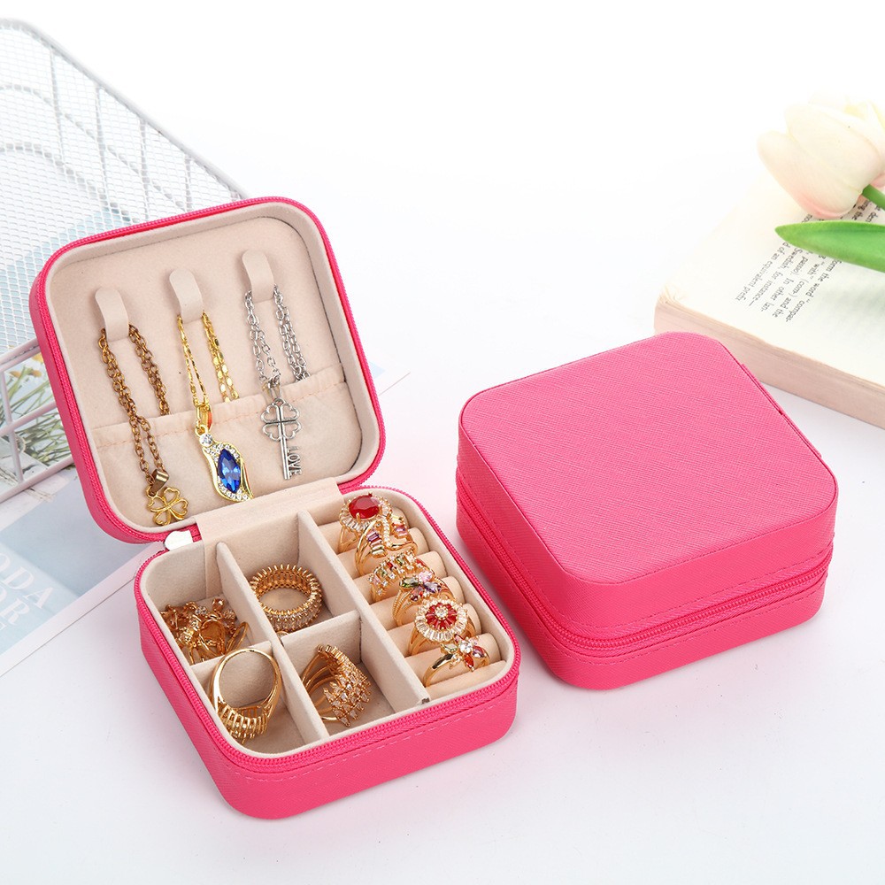Joyería portátil transfronteriza caja de almacenamiento exquisita caja de joyería alta costura collar anillo caja de joyería de viaje