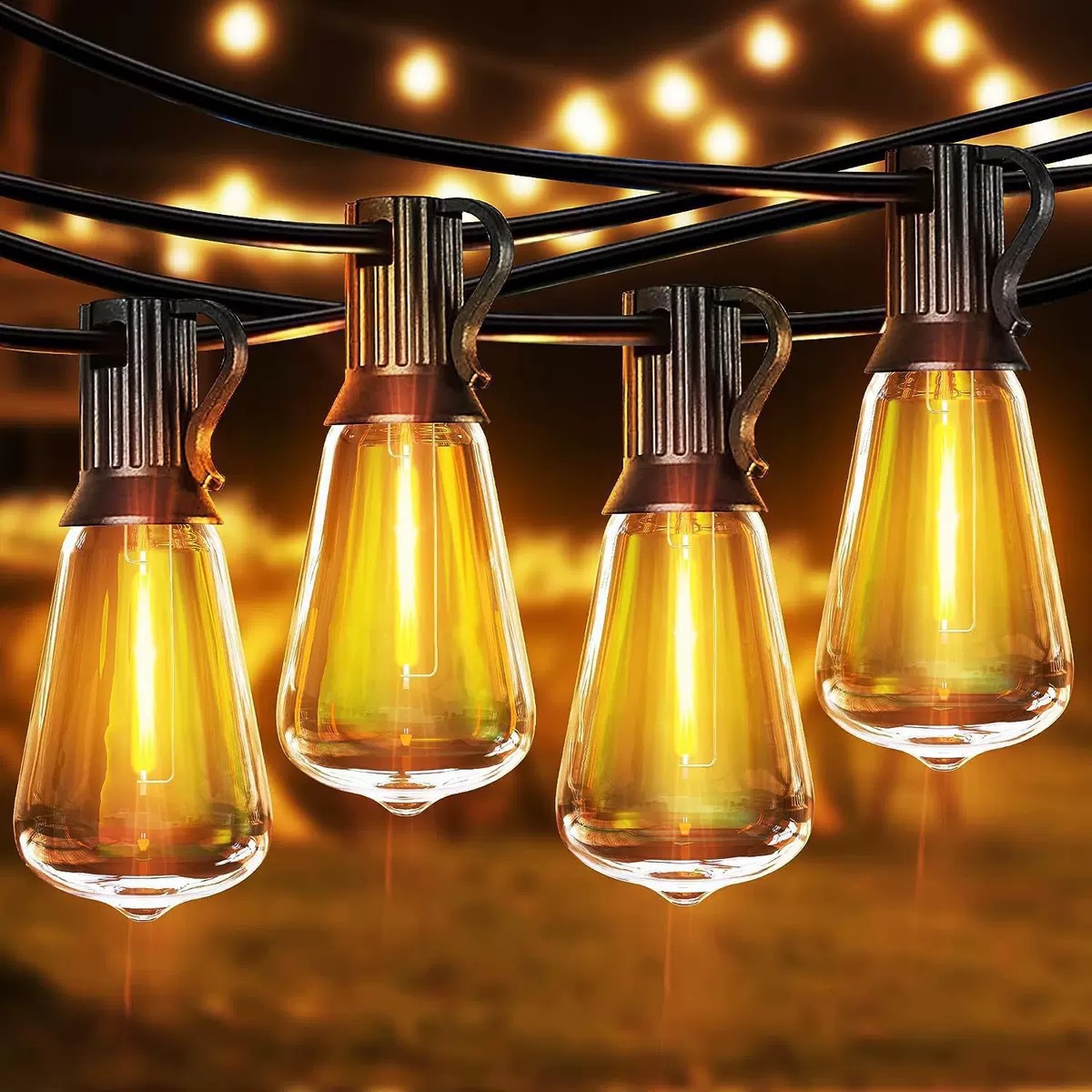 Cadena de Luces LED Solares G40 Impermeable IP55 para Patio, Navidad y Camping
