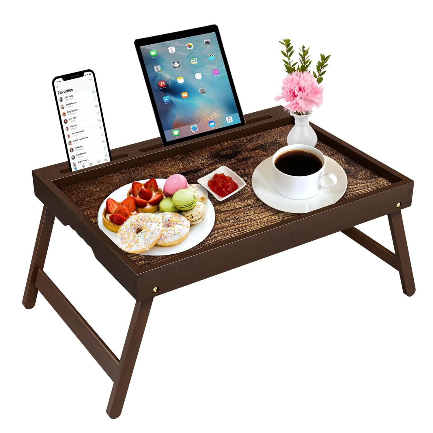 Foldable Wooden Lazy Computer Desk, Bed Study Desk, Home Coffee Table, Bedroom Bay Window Small Table