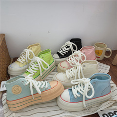 2023 Autumn Thick Sole Canvas Shoes for Women, Student Style, Fashion Korean Version Platform Shoes, Sporty Leisure Women's Shoes Live Streaming Dropshipping