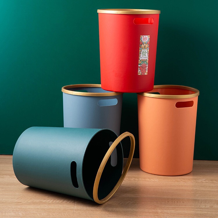 Household Trash Bin Large Capacity Living Room Kitchen Bedroom Bathroom Toilet Office Press Ring Trash Basket