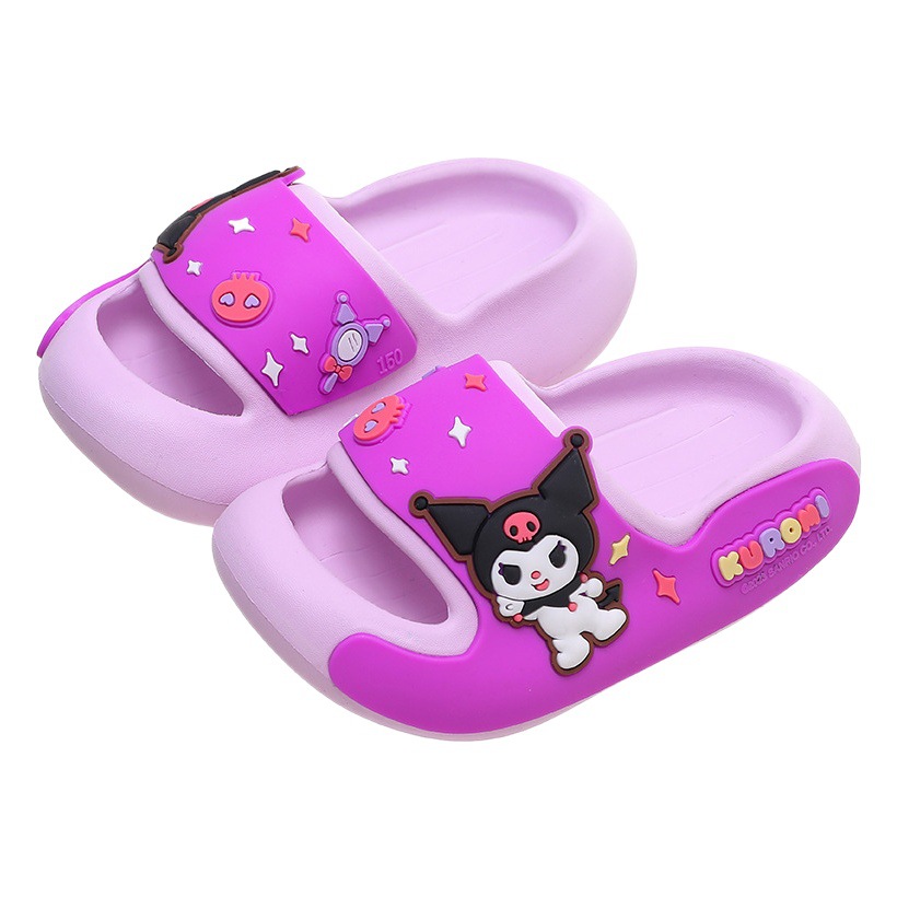 Zapatillas infantiles genuinas de Sanrio, sandalias de dibujos animados de verano para niñas, zapatos antideslizantes para el hogar, uso exterior, suaves