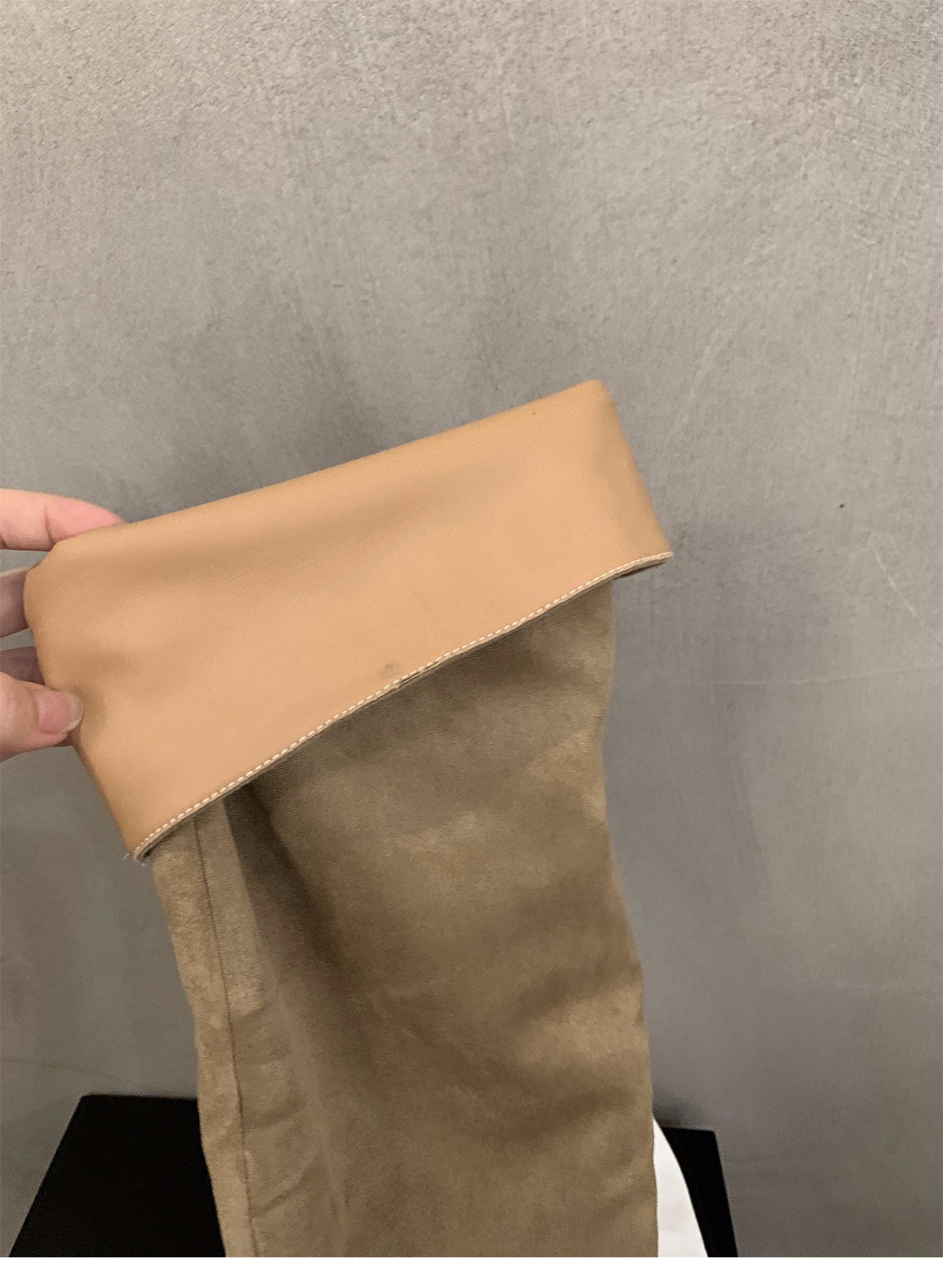 High heel Khaki over the knee pile boots women's new fall/winter pointy skinny knight boots_voghion.com