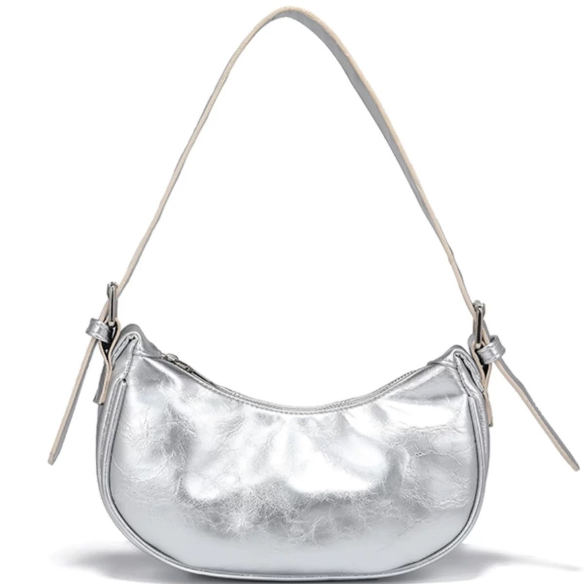 Borsa a spalla argento a mezzaluna stile coreano borsa di lusso_voghion.com