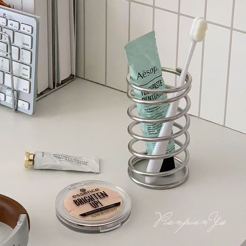 Stainless Steel High-End Hollow-Out Toothbrush Holder, Makeup Brush Desktop Organizer, Washbasin Sink Drainage Storage Rack Stainless Steel High-End Hollow-Out Toothbrush Holder, Makeup Brush Desktop Organizer, Washbasin Sink Drainage Storage Rack