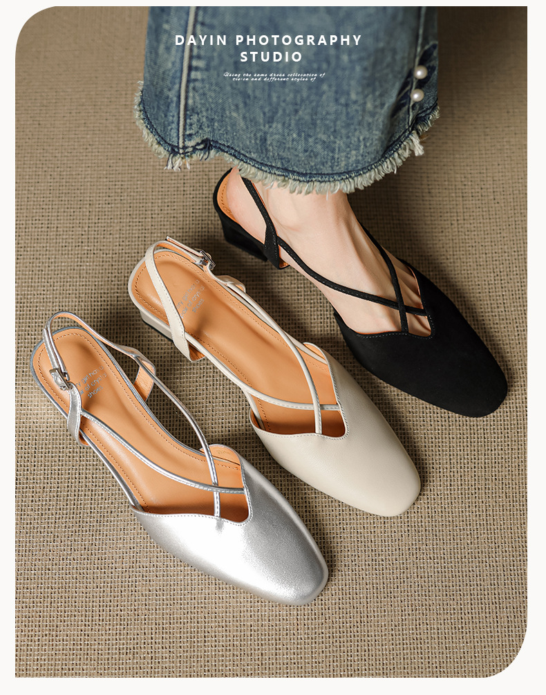 Sandal cao gót nữ mũi kín quai chéo buộc dây phong cách Hàn Quốc — đen chi tiết 1