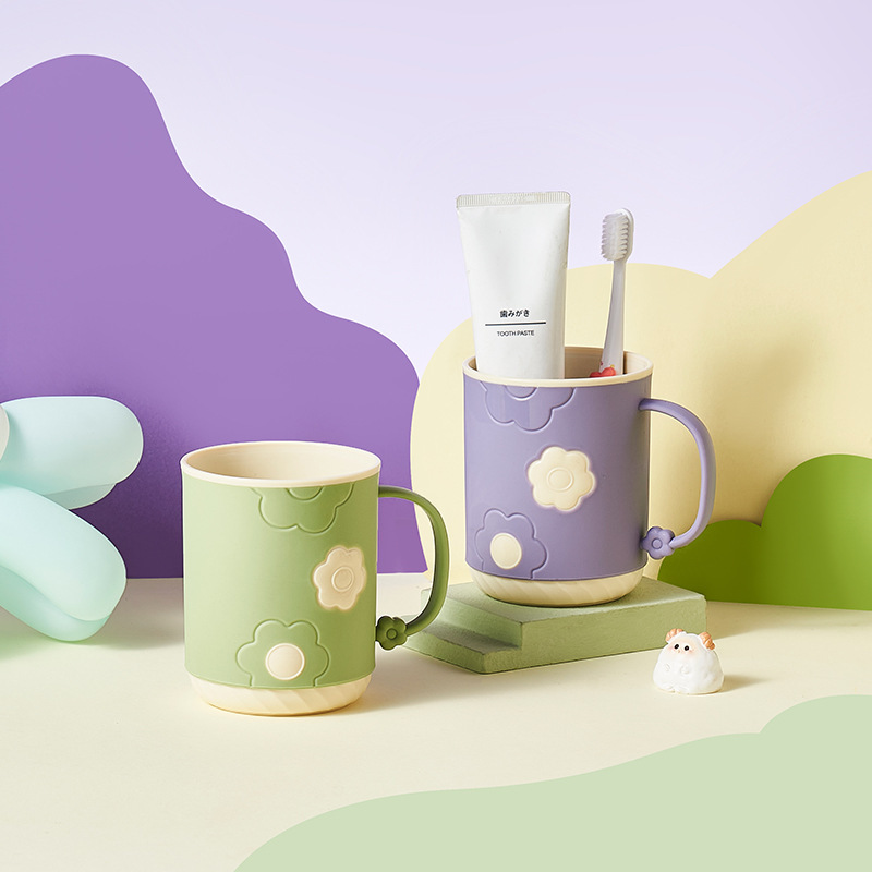 Flores de plástico creativo engrosado taza de enjuague encantador taza de lavado de chicas taza de cepillo de dientes taza de lavado casera taza de agua taza de dientes