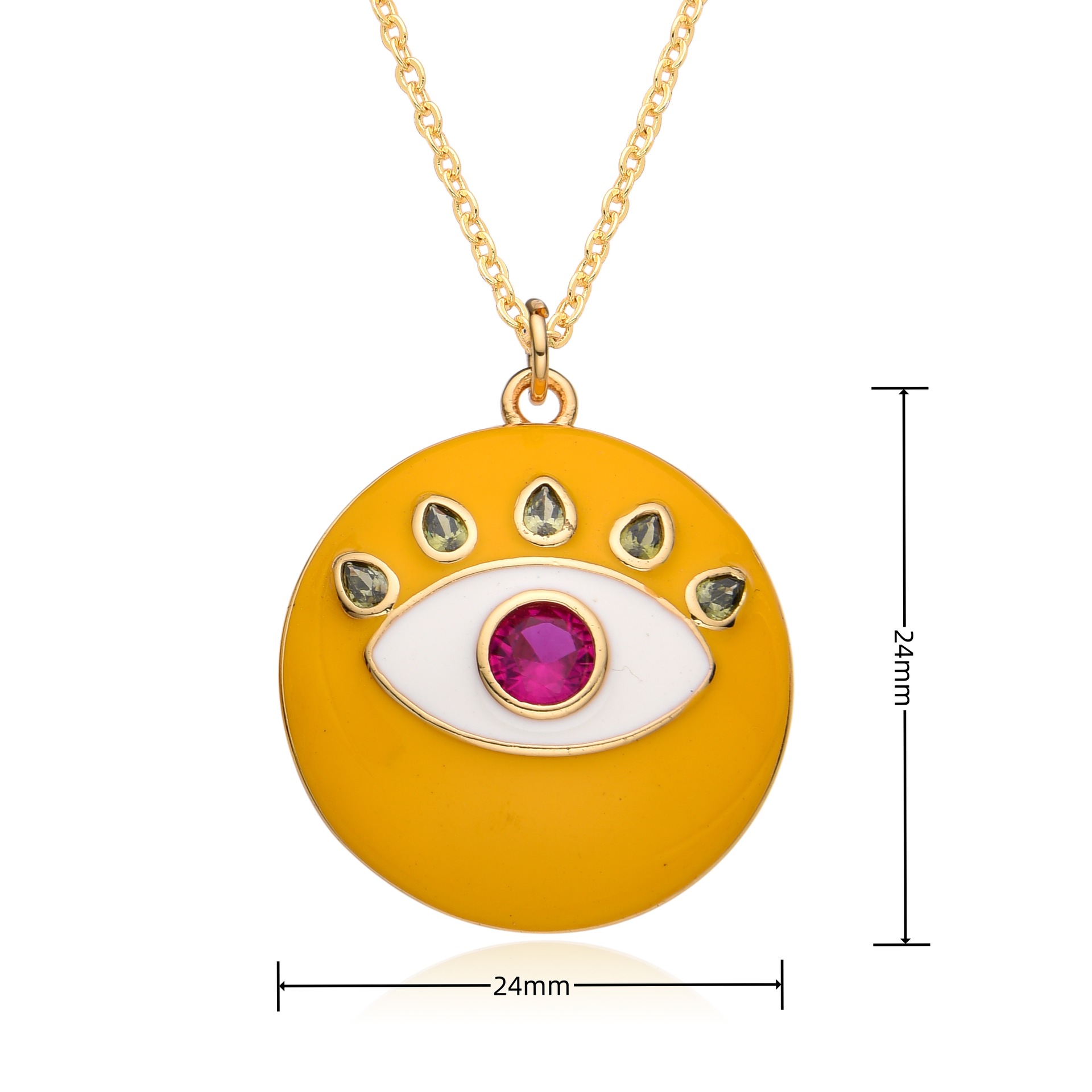 Copper Retro Classic Style Eye Plating Inlay Zircon Pendant Necklace display picture 11