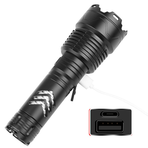 Cross-border XHP199 High-Intensity Flashlight XHP160 with Charging Bank Type C Fast Charging Outdoor High-Intensity Tactical Flashlight