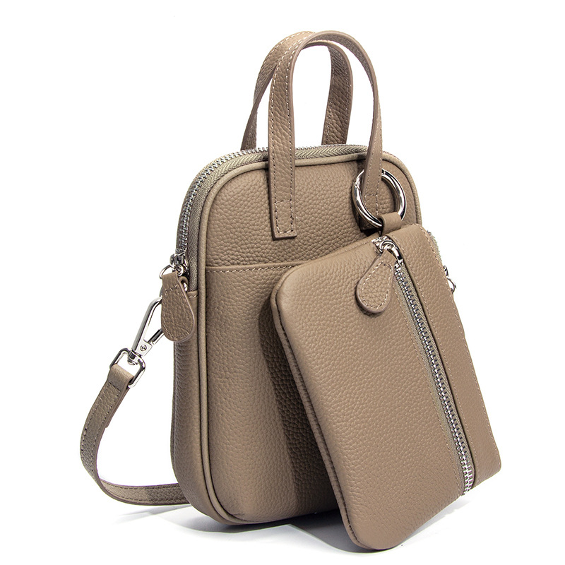 New Style Top Layer Cowhide Mobile Phone Bag Crossbody Women's Large Capacity Japanese-Style Vertical Genuine Leather Niche Shoulder Bag