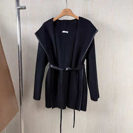 岚家双面羊绒大衣女2025秋冬新款10山羊绒系带毛呢外套小个子中长