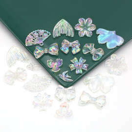 diy亚克力炫彩花朵蝴蝶结银杏叶扇子鱼尾巴燕子车挂耳饰发饰配件