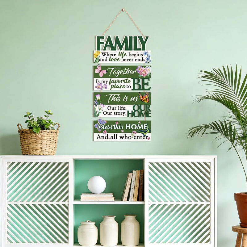Cross-Border Country Farmhouse Family Wall Decoration Door Hook for Porch Entrance Housewarming Gift Wooden Hanging Sign