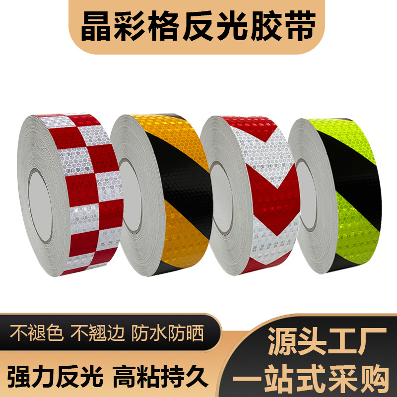 Customizado cristal cuadrilátero cinta adhesiva reflectante lote rojo y blanco logotipo de seguridad de tráfico fuerte pegatina de automóvil por la noche