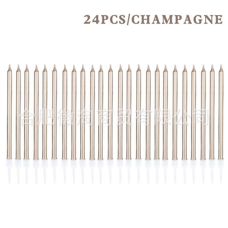 亚马逊同款生日蜡烛 网红24支镀金彩色蛋糕蜡烛13.5*0.5cm长蜡烛|ms