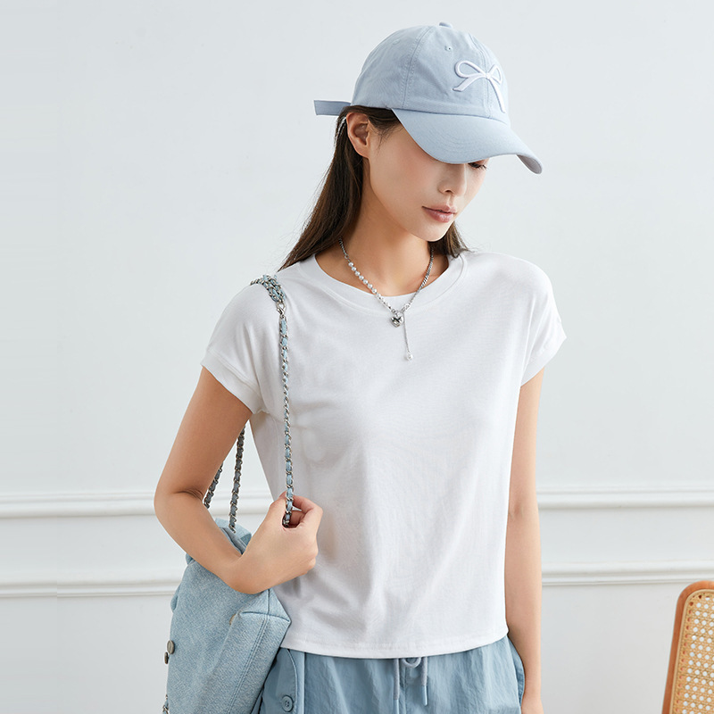 TikTok Supply Round Neck T-Shirt Women's Spring and Summer All-match Short-sleeved Top High-end Sense Slim-fit Inner Short-sleeved T-shirt plus size