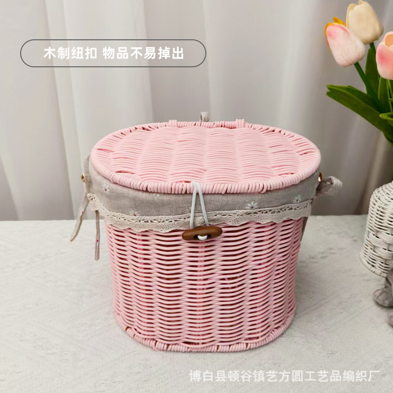 Cesta de Regalo Tejida con Tapa y Forro de Metal, Con Tapa y Forro, para Bodas y Picnic image 10