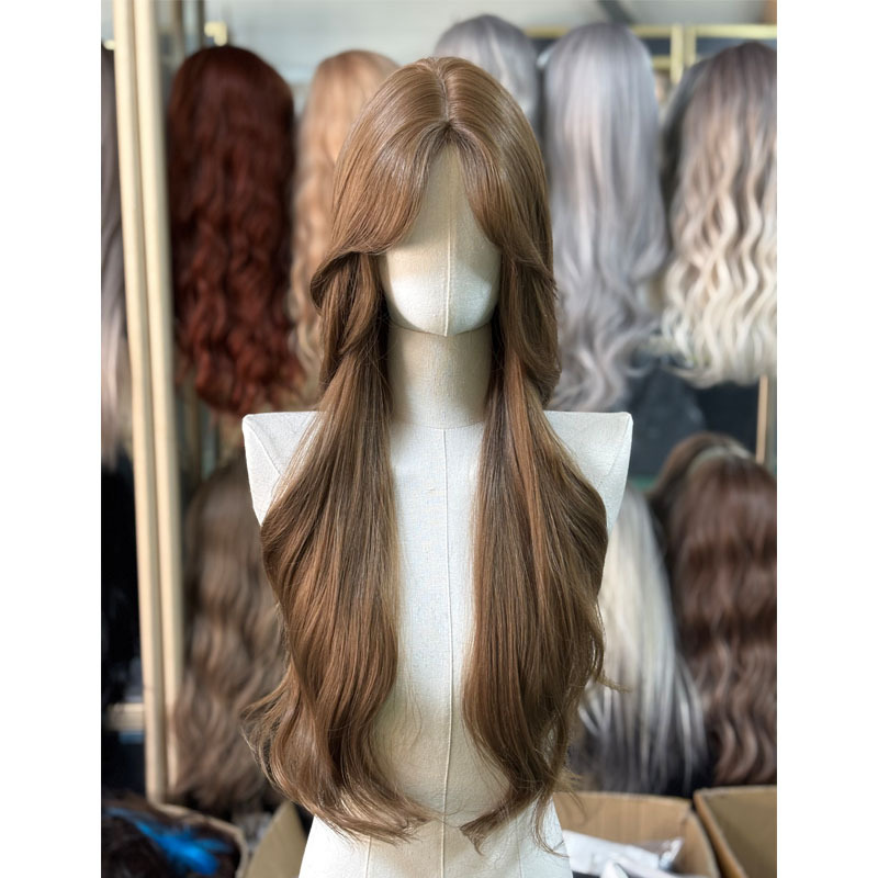 Front Lace Wig Upgraded Full Head Cover Eight Bang Big Wave Natural Fluffy Imported Silk