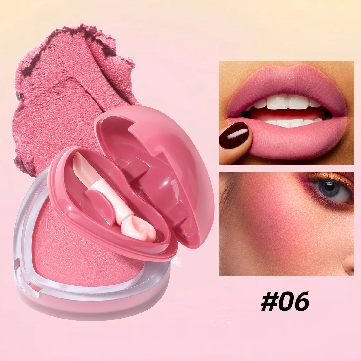 USHAS Transfronterizo Amazon Hot Sale Blush Waterproof Color Durable Love Mousse Blush UC159