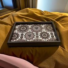 波西米亚风托盘异域客厅桌面收纳收拾收纳玄关家用木质皮革收纳盘