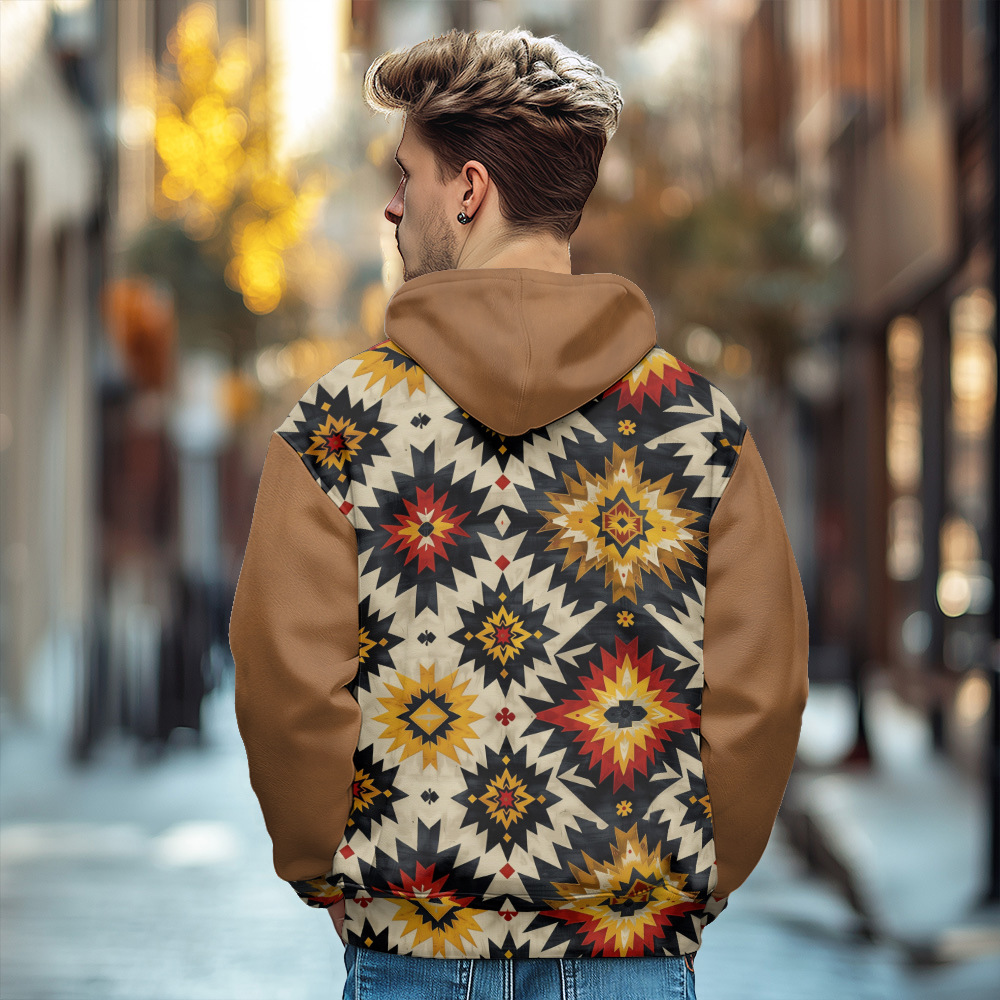 Giacca in cotone spesso con cappuccio e cerniera da uomo, stile europeo stampato, autunno/inverno 2024_voghion.com