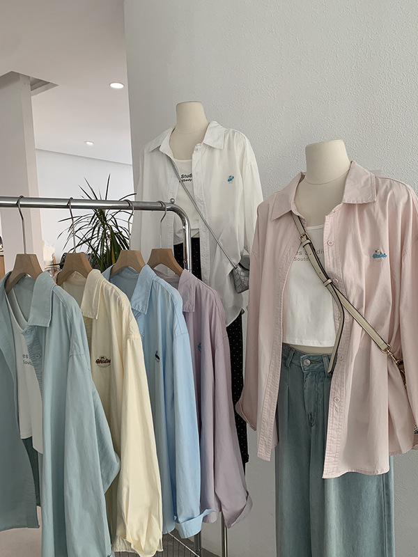 Omalai スモールレターリボンラペル長袖ミドル丈シャツ+レターベスト2点セット 女性用 3629|undefined
