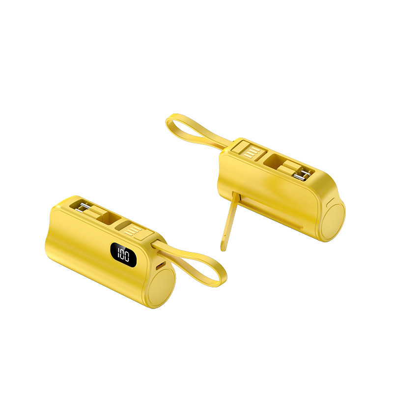 国境を越えた新しいミニカプセルパワーバンク 5000 mAh コンパクトなモバイル電源、テールプラグとプリントされたロゴが付属|undefined