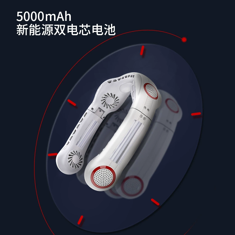 Фотоаноcка Neck Fan F001, аккумулятор 4000 мАч, USB-C, 3 скорости, складной персональный вентилятор