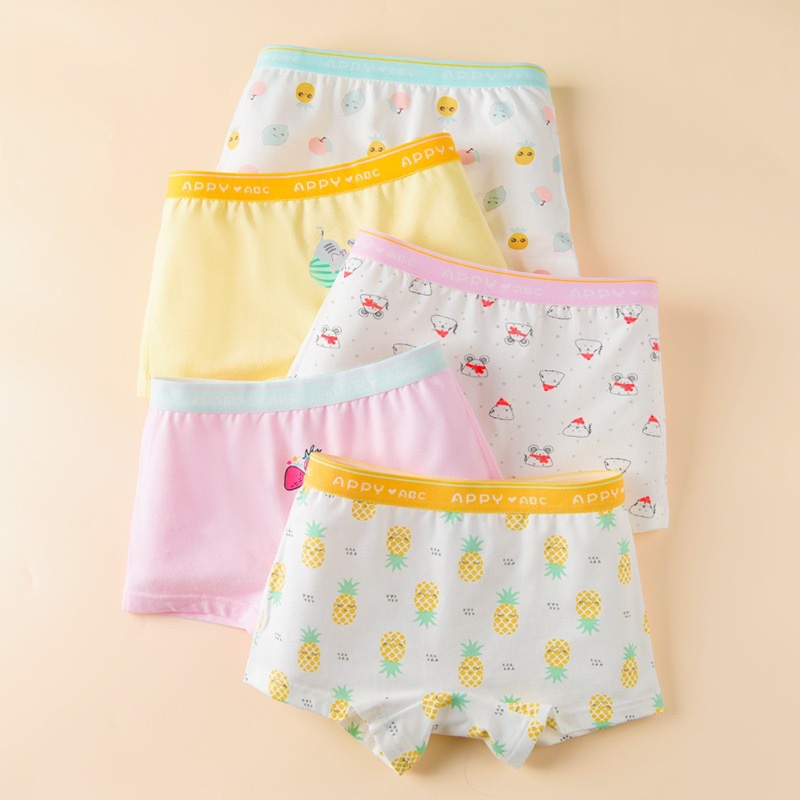 ETX ropa interior para niños 5-pack pantalones cortos de algodón año de nacimiento de la niña boxeadores rojos Año Nuevo cabeza de la ropa interior de los niños