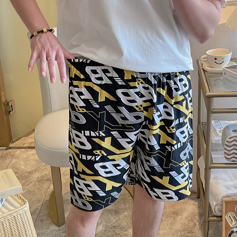 YY 남자 반바지-노란색 흰색 편지 검은 바닥