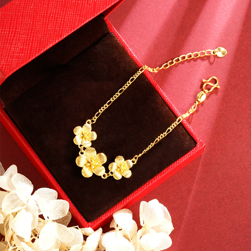 Brazalete de oro de arena de Vietnam, nuevos accesorios de lujo ligero, accesorios de flores, chicas en línea, joyas de flores simples.