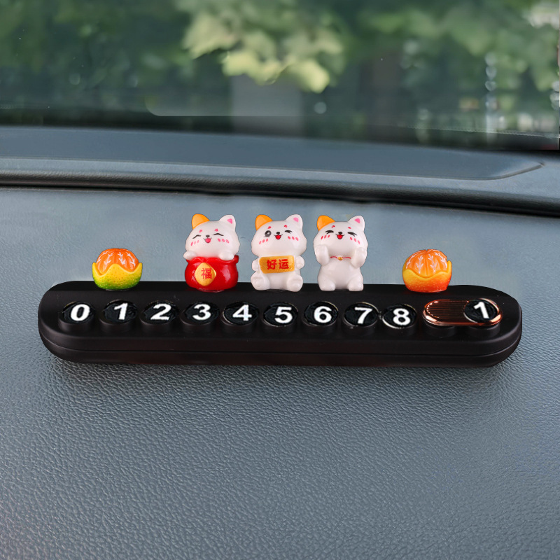 Tarjeta de estacionamiento temporal para automóvil Zhafu Cat, placa de teléfono móvil para mujer, placa de número de teléfono móvil para automóvil, suministros decorativos ocultos