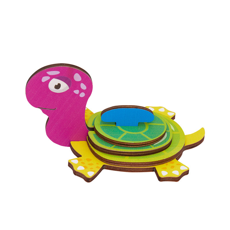 Venta al por mayor de madera 3D animal rompecabezas tridimensional bebé 2-3 años modelo animal educativo ensamblar bloques de construcción Juguetes