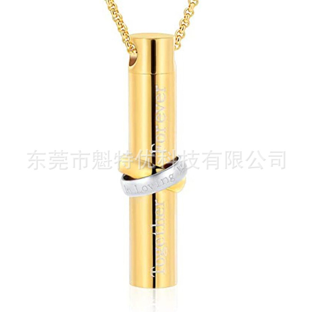 El comercio exterior de la venta caliente juntos para siempre familiares conmemorativos mascota sigue siendo cenizas Caja Acero titanio botella perfume collar