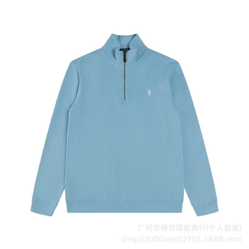 【高品质】可扫码~RL拉夫刺绣小马标半拉链高领长袖针织卫衣男女|undefined
