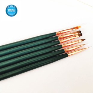 Nail Art Brush Green Rod 6-Piece Set Painted Brush Nail Polish Glue Phototherapy Pen Crystal Pen Pull Line Pen Factory Batch