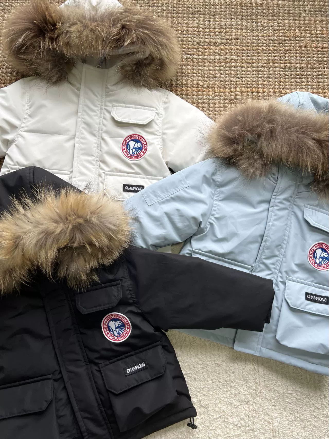 Children's keep warm winter down jacket, colored hoody for men and women