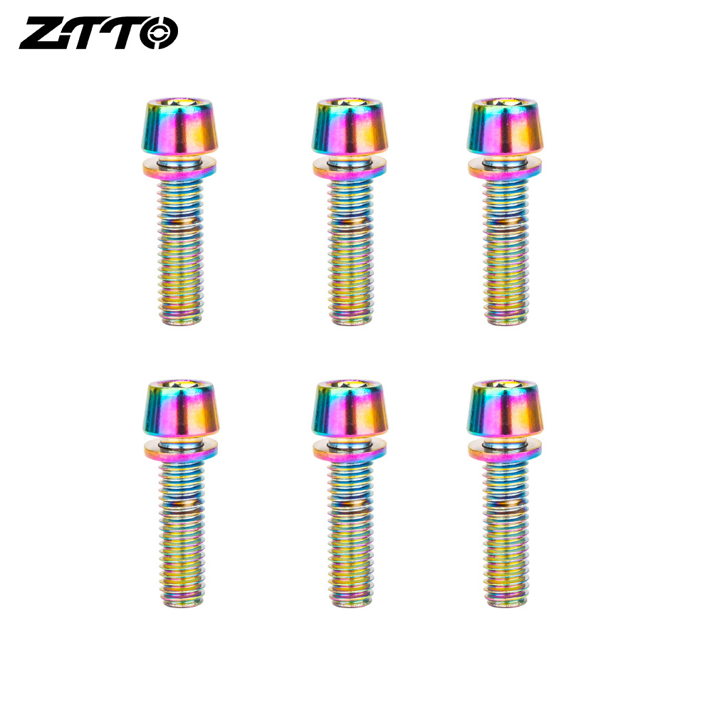 ZTTO bicicleta de montaña tornillo de pie tornillo de color chapado en titanio tornillo de tubo de pie M5 * 18MM