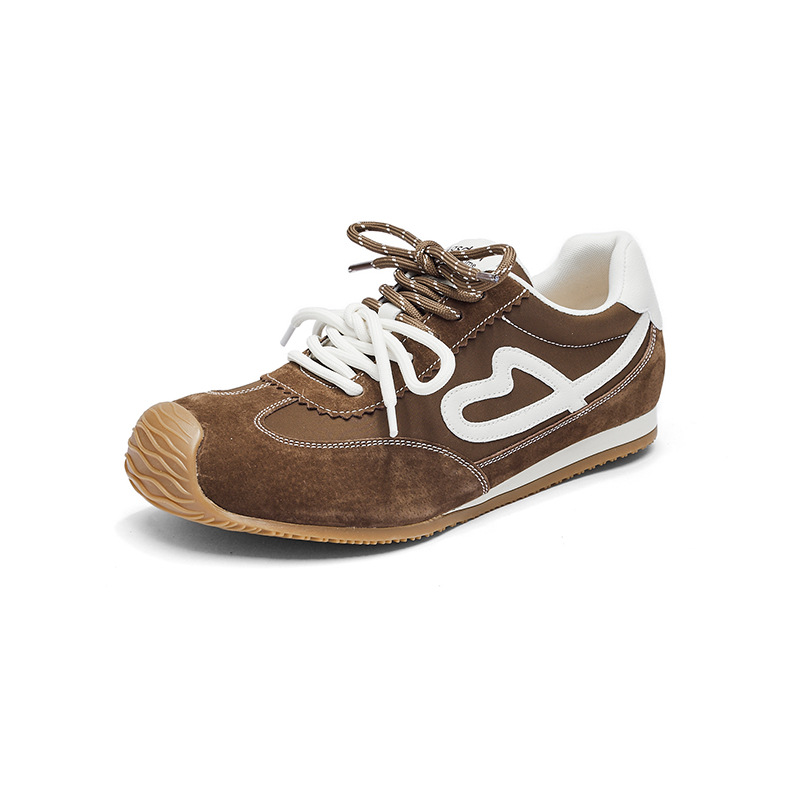 Augu Shi Deng marrón zapatos de entrenamiento para mujeres 2025 nuevo otoño invierno grueso zapatos de skate retro ballet Gump zapatos deportivos