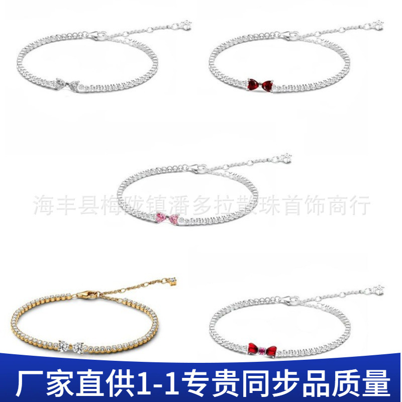 Panjia Dora 925 Sterling Silver Bracelet Tennis Racket Series Bracelet Red Bow Bracelet Panjia Dora 925 Sterling Silver Bracelet Tennis Racket Series Bracelet Red Bow Bracelet