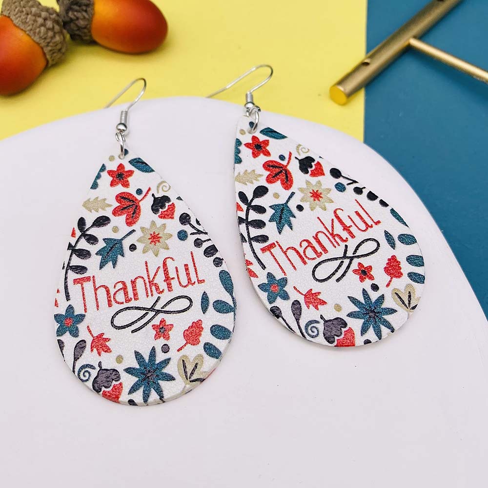 Retro Pumpkin Water Droplets Pu Leather Women's Earrings 1 Pair display picture 6