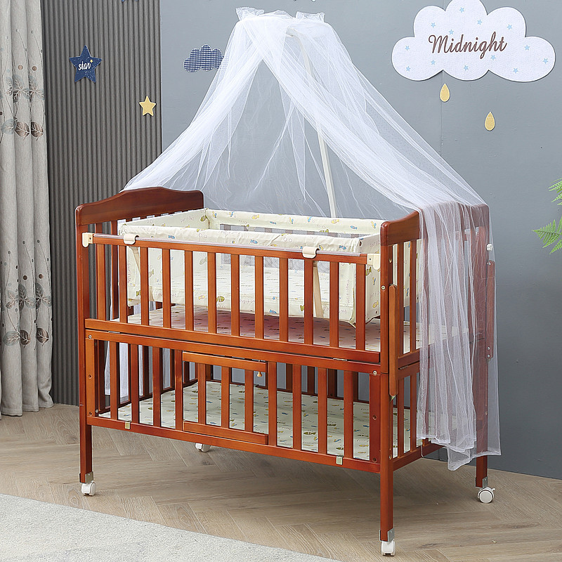 Cuna de madera con espacio de almacenamiento